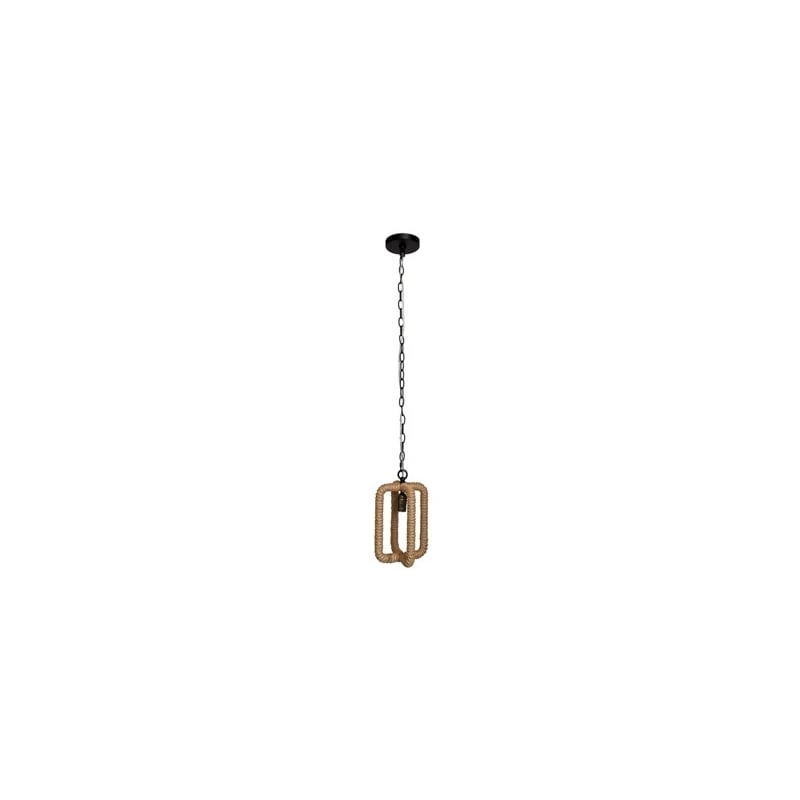 Pemberly Row Modern Hand Crafted Rope and Metal Pendant in Natural