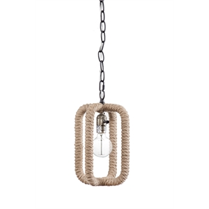 Pemberly Row Modern Hand Crafted Rope and Metal Pendant in Natural