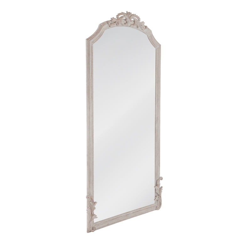 Pemberly Row Arched Pediment Floor Mirror in Distressed White