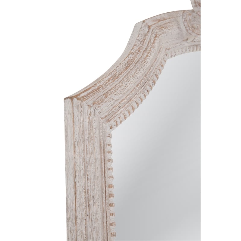 Pemberly Row Arched Pediment Floor Mirror in Distressed White