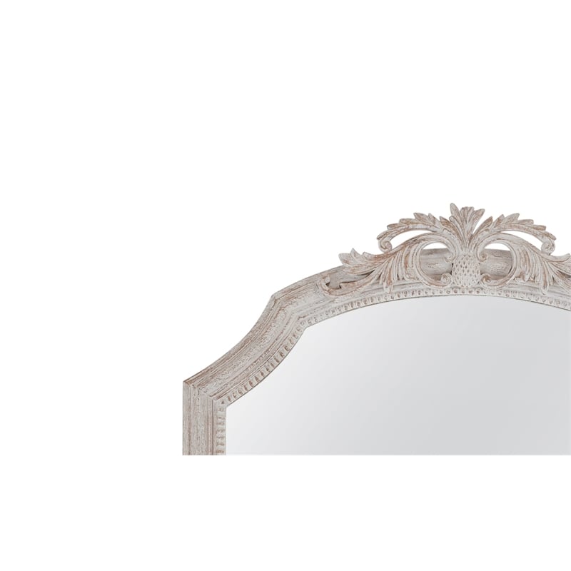 Pemberly Row Arched Pediment Floor Mirror in Distressed White