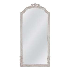Pemberly Row Arched Pediment Floor Mirror in Distressed White