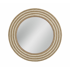 Pemberly Row Coastal Boho Round Wall Mirror with Rope in White