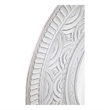 Pemberly Row Large Carved Round Wall Mirror in Distressed White