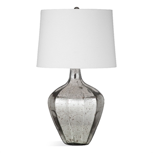 Pemberly Row Mercury Glass Table Lamp in Silver with White Shade