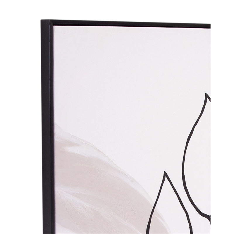 Pemberly Row Modern Hand Painted Botanical Canvas in Black Frame