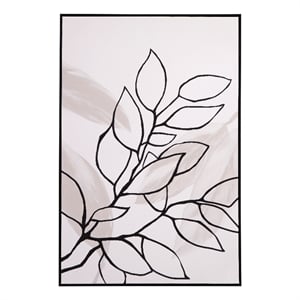 Pemberly Row Modern Hand Painted Botanical Canvas in Black Frame
