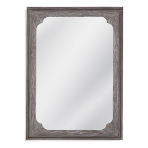 Pemberly Row Scalloped Corner Wall Mirror in White Washed Wood