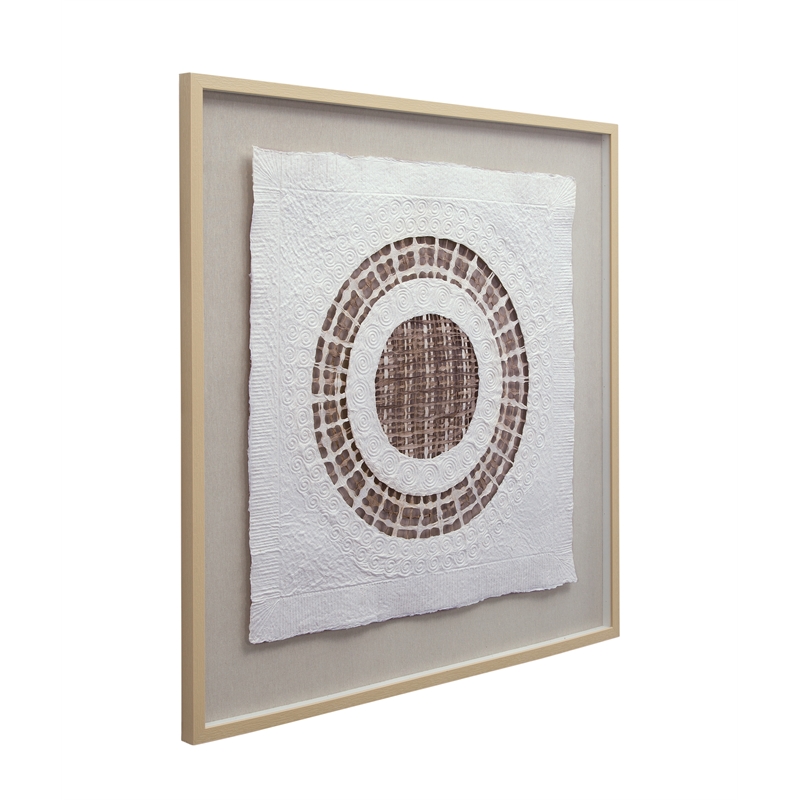 Pemberly Row Modern Rice Paper Shadowbox Wall Art in Neutral Tones