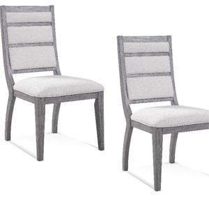 Pemberly Row Glam Upholstered Dining Chair Set of 2 in Platinum