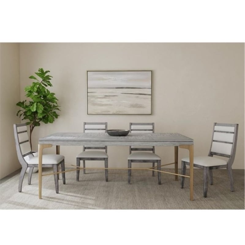 Pemberly Row Glam Upholstered Dining Chair Set of 2 in Platinum