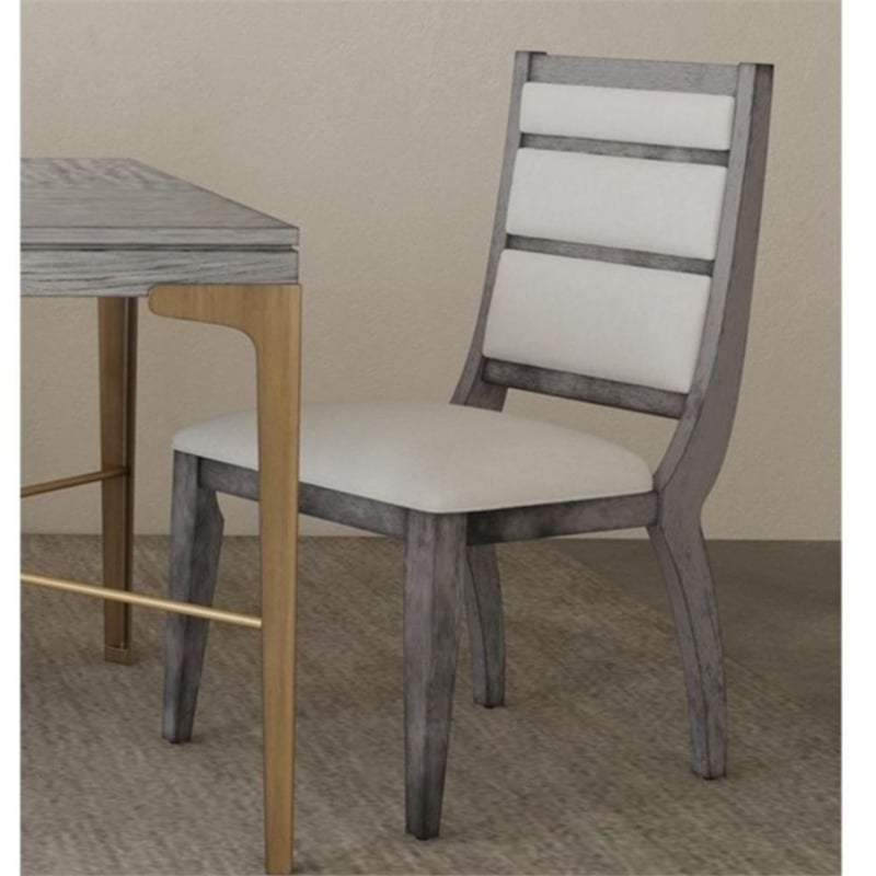 Pemberly Row Glam Upholstered Dining Chair Set of 2 in Platinum