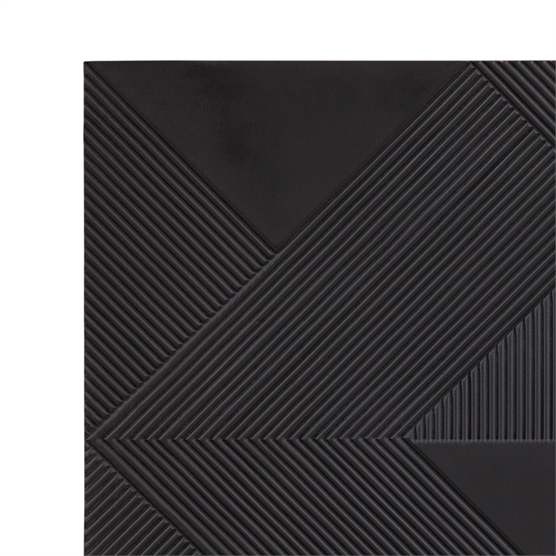 Pemberly Row Hand Carved Geometric Wall Hanging in Black Matte