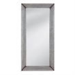 Pemberly Row Beveled Rectangular Floor Mirror in Distressed Silver