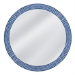 Pemberly Row Coastal Boho Round Wall Mirror in Blue Resin Bone