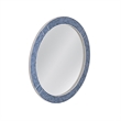 Pemberly Row Coastal Boho Round Wall Mirror in Blue Resin Bone