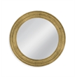 Pemberly Row Contemporary Round Brass Clad Wall Mirror in Gold