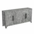 Pemberly Row Boho Carved Mango Wood 4-Door Server in Gray Wash