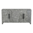 Pemberly Row Boho Carved Mango Wood 4-Door Server in Gray Wash