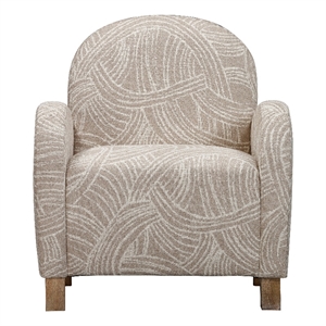 Pemberly Row Curved Upholstered Accent Chair in Khaki Natural