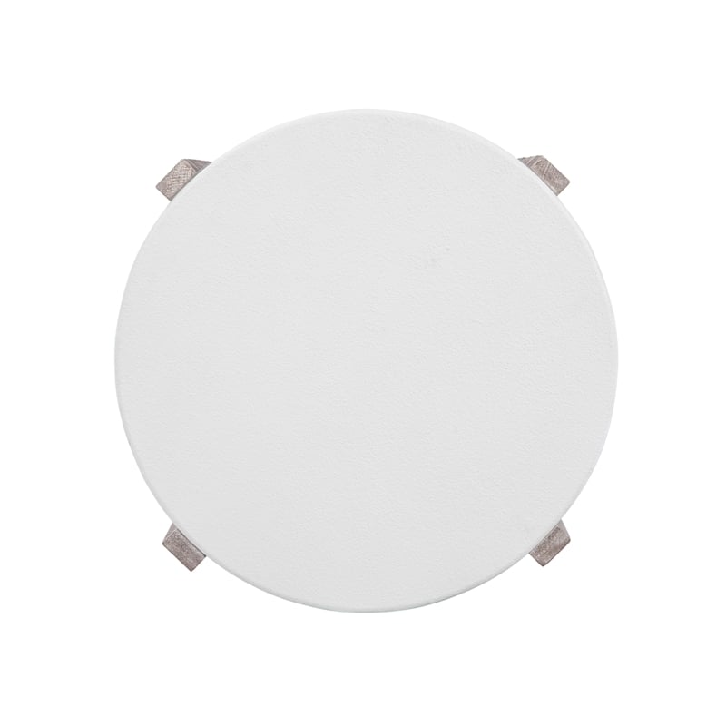Pemberly Row Coastal Mango Wood Round End Table in White Wash