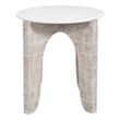 Pemberly Row Coastal Mango Wood Round End Table in White Wash