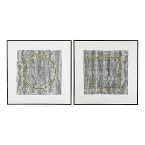 Pemberly Row Modern Hand Painted Canvas 2-Piece Set in Black Frame