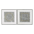 Pemberly Row Modern Hand Painted Canvas 2-Piece Set in Black Frame
