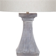 Pemberly Row Modern Mango Wood Table Lamp in Distressed Gray Linen