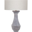 Pemberly Row Modern Mango Wood Table Lamp in Distressed Gray Linen