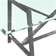 Pemberly Row Modern X-Base Metal and Glass Dining Table in Pewter