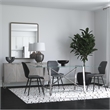 Pemberly Row Modern X-Base Metal and Glass Dining Table in Pewter