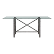 Pemberly Row Modern X-Base Metal and Glass Dining Table in Pewter