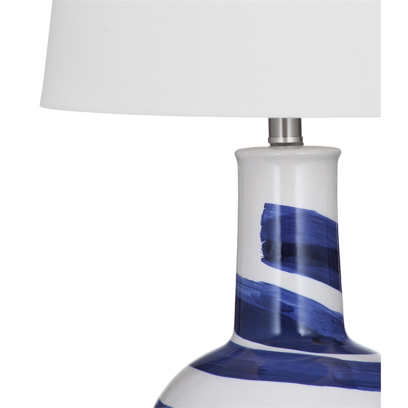 Pemberly Row Hand Crafted Ceramic Table Lamp in Blue and White