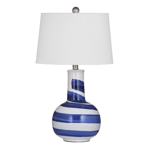 Pemberly Row Hand Crafted Ceramic Table Lamp in Blue and White