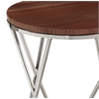 Pemberly Row Contemporary Glam Chrome Accent Table in Red Marble