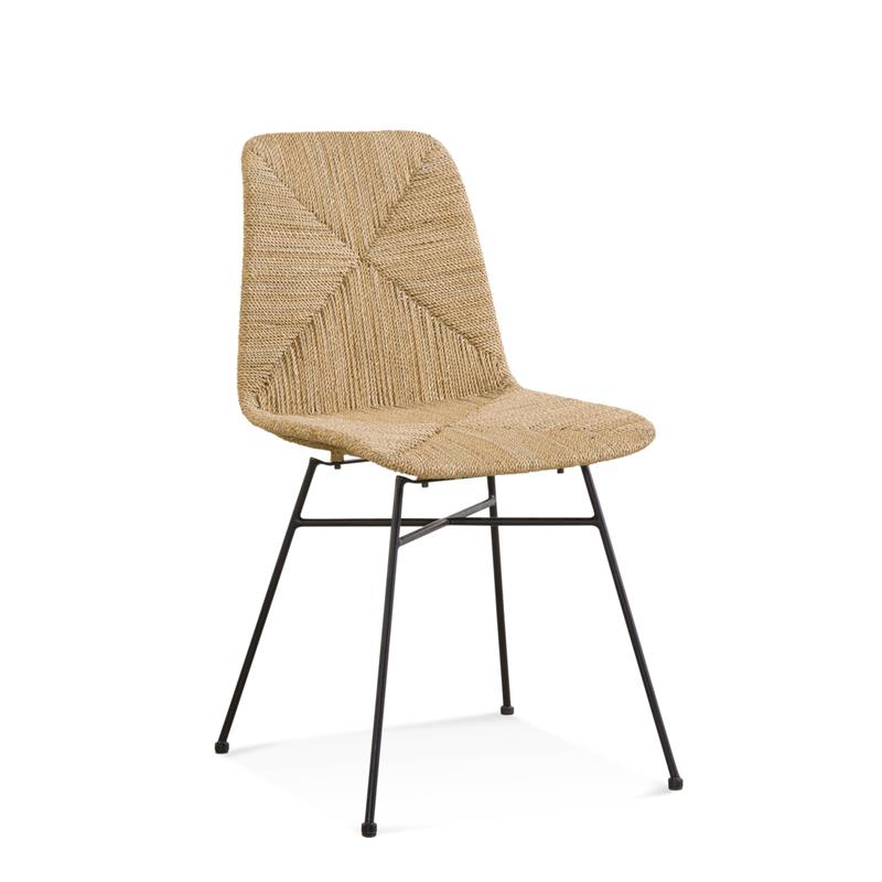 Pemberly Row Hand-Woven Seagrass Dining Chair in Tan and Black