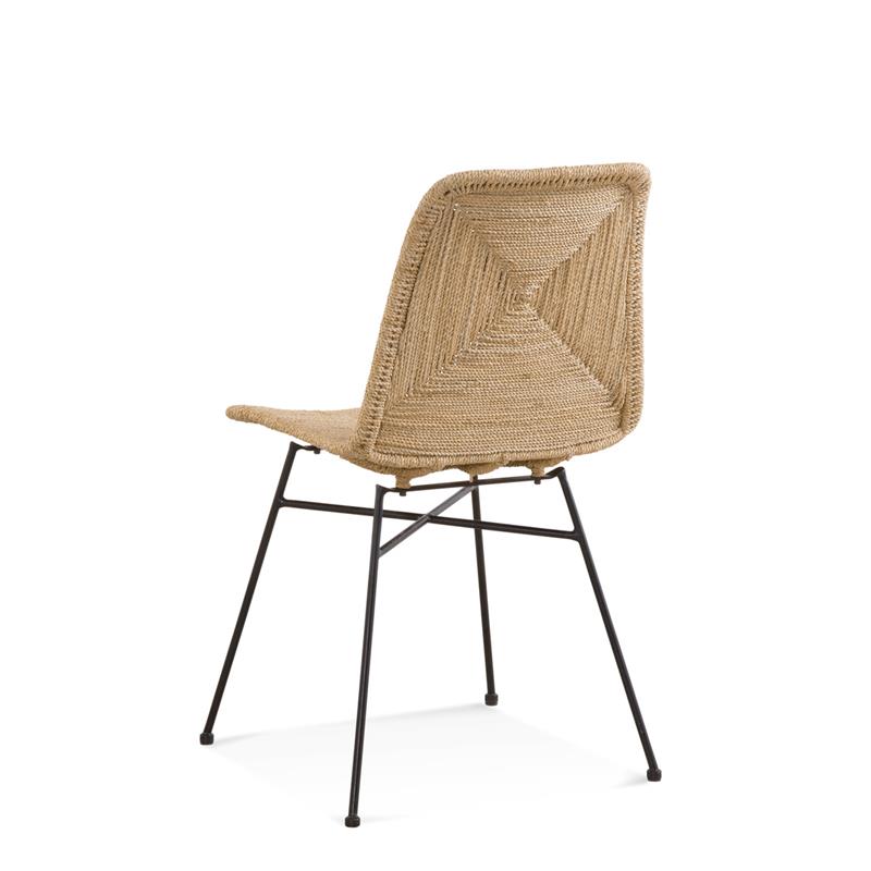 Pemberly Row Hand-Woven Seagrass Dining Chair in Tan and Black