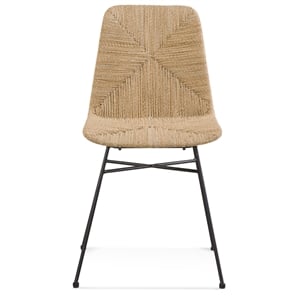 Pemberly Row Hand-Woven Seagrass Dining Chair in Tan and Black