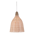 Pemberly Row Modern Rattan and Brass Pendant Lamp in Natural Brown
