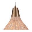 Pemberly Row Modern Rattan and Brass Pendant Lamp in Natural Brown