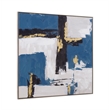 Pemberly Row Modern Abstract Teal and Gold Canvas in Silver Frame