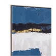 Pemberly Row Modern Abstract Teal and Gold Canvas in Silver Frame