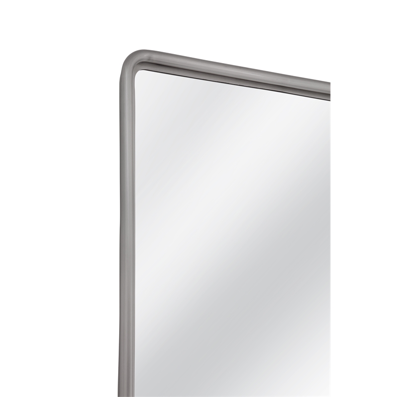 Pemberly Row Modern Rectangular Wall Mirror in Rubbed Stainless