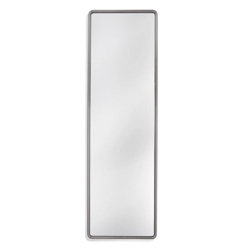Pemberly Row Modern Rectangular Wall Mirror in Rubbed Stainless