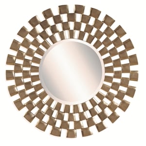 Pemberly Row Modern Silver Leaf Checkered Tile Round Wall Mirror