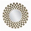 Pemberly Row Modern Silver Leaf Checkered Tile Round Wall Mirror