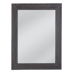 Pemberly Row Farmhouse Rivet Design Wall Mirror in Dark Gray