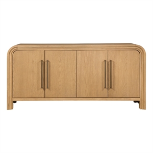 Pemberly Row Contemporary Boho Oak Veneer Sideboard in Light Oak