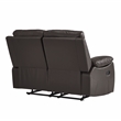Pemberly Row Faux Leather Double Reclining Love Seat 300 lbs Capacity in Brown